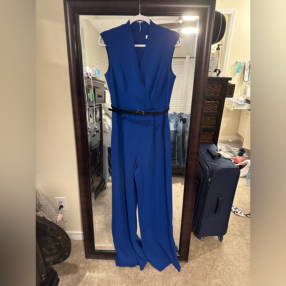 Calvin Klein   Belted jumpsuit has pockets